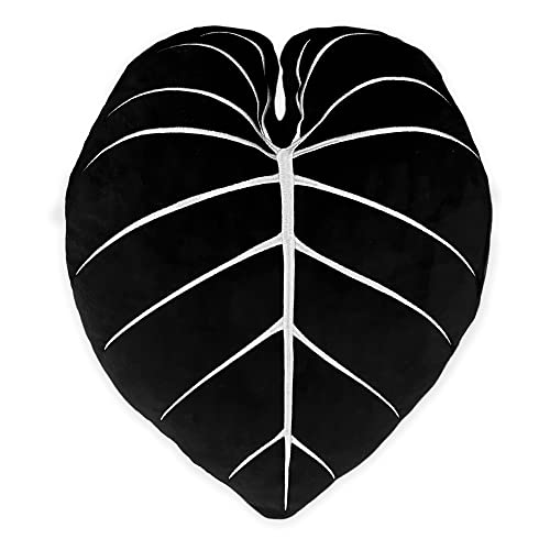 Green Philosophy Co Philodendron Gloriosum Obsidian Black Leaf Shaped Pillow Decorative Plush, Bed, Flower, Cute Throw Pillow Great for Plant Lovers Green Thumb Friends and Family Accent Decor Cushion - Philodendron Gloriosum Obsidian Black