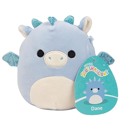 Squishmallows 5" Dane The Dragon - Officially Licensed Kellytoy Plush - Collectible Soft & Squishy Mini Dragon Stuffed Animal Toy - Add to Your Squad - Gift for Kids, Girls & Boys - 5 Inch - Dragon