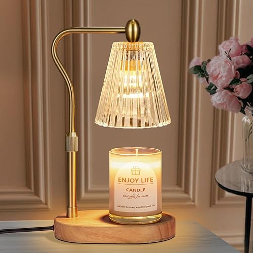 seenlast Candle Warmer Lamp, Candle Warmer with Timer Dimmer Adjustable Height, Electric Wax Warmer Vintage Home Decor, Candle Melter Lamp for Scented Jar Candles - Amber - Amber