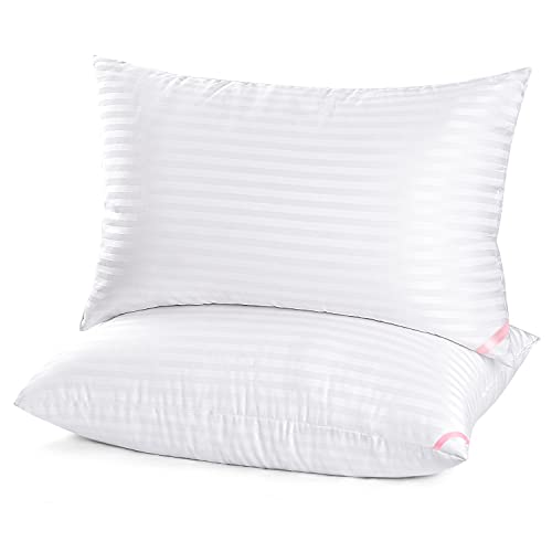 EIUE Hotel Collection Bed Pillows for Sleeping 2 Pack Standard Size，Pillows for Side and Back Sleepers,Super Soft Down Alternative Microfiber Filled Pillows,20 x 26 Inches - White - Standard (2Pack)