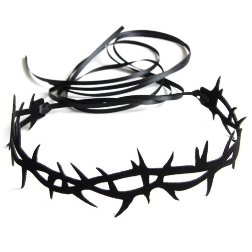 Black Gothic Lace Velvet Thorn Choker - Black