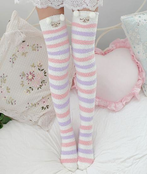 Variety of Fuzzy Thigh Highs (15+ Styles) - Purple Sheep