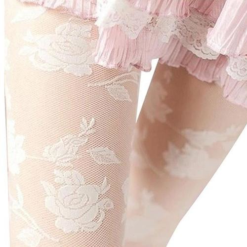 Floral Garden Tights - White