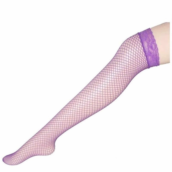 Lace Fishnet Stockings in 5 Color Options (Same Length) - Purple