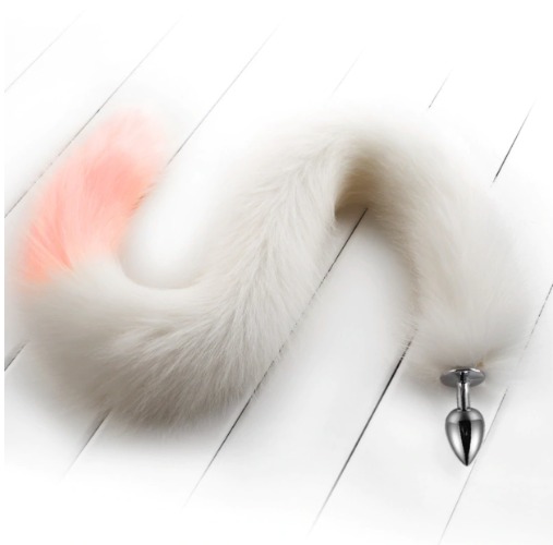 Ultra Long Tail Butt Plugs - White w/ Pink Tip