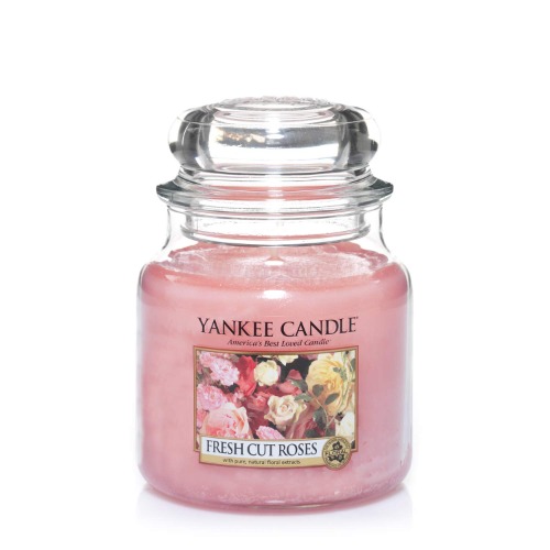 Yankee Candle geurkaars | Fresh Cut Roses Medium Jar kaars | Brandtijd: tot wel 75 uur