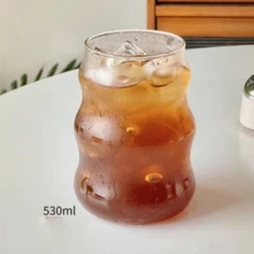 Glass Heat-resistant Trendy Tumbler Drinkware Iced Coffee Mug - 4 Sizes - 530ml A / glass