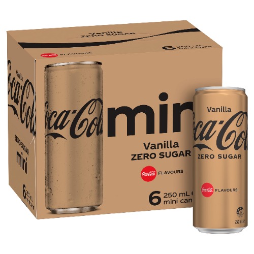Coca-Cola Zero Sugar Vanilla Soft Mini Can Multipack 6 x 250 ml