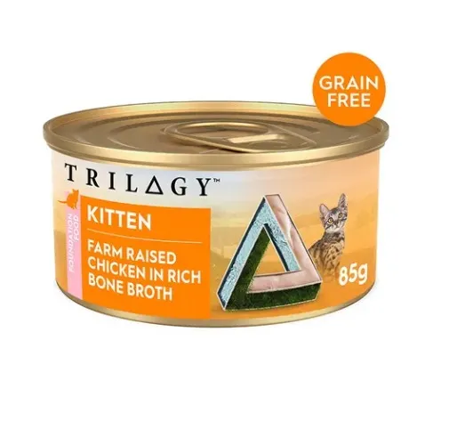 Trilogy Chicken in Bone Broth Kitten Can 85gx24 SNOWS WET FOOD
