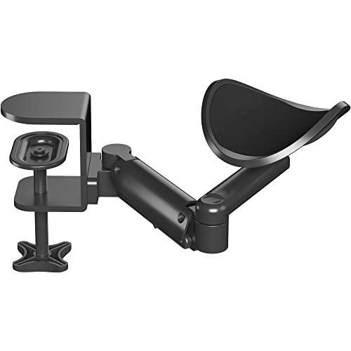 BONTEC Repose Bras Ergonomique, Repose d’avant Bras Articulé, Support de Repose Poignet Rotatif (Noir), Extensible et Réglable, Matériau en Aluminium