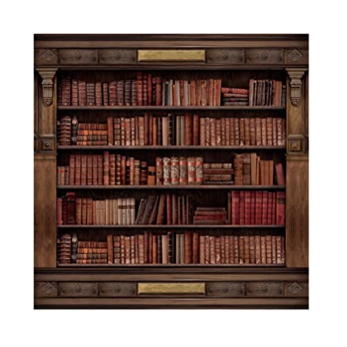 Aoihrraan 3x3m Rétro Bibliothèque Photographie Toile De Fondantique Vintage Bibliothèque Antique Livres Rustique Bois Étagère Arrière-Plan Enseignant Étudiant en Ligne Étude Vidéo Photo Props - 3x3m