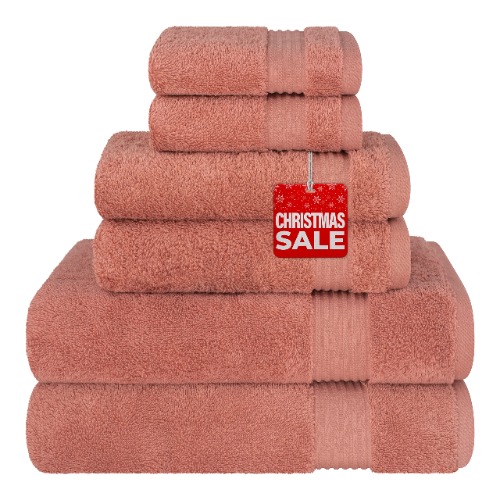 Cotton Paradise The Best Brand Awards, 6 Piece Towel Set, 100% Turkish Cotton Soft Absorbent Towels for Bathroom, 2 Bath Towels 2 Hand Towels 2 Washcloths, Coral Towel Set - 6 Piece Bath Towel Set Coral