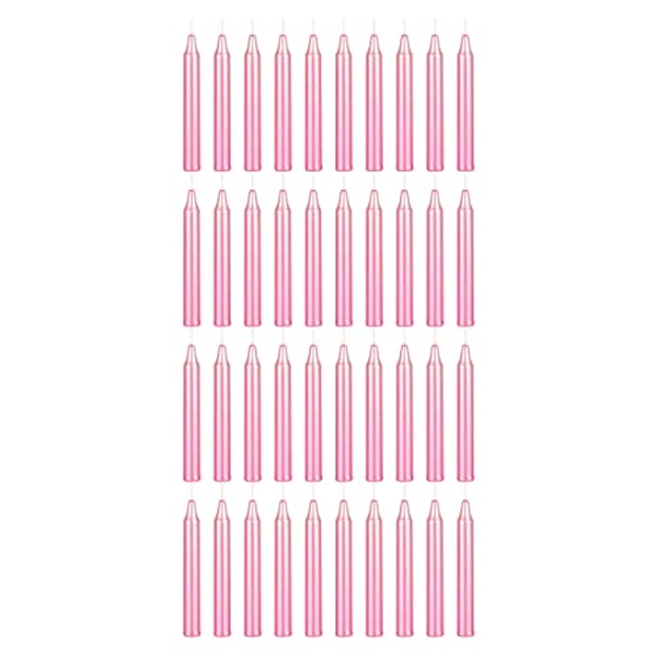Mega Candles 40 pcs Unscented Metallic Pink Exquisite Mini Taper Candle, 4 Inch Tall x 1/2 Inch Diameter, Supreme Chimes, Enchantment, Rituals, Casting Spells, Witchcraft, Wiccan, Metaphysical