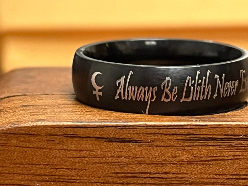 Engraved Matte Black Lilith stainless steel ring/Lilith/Personalized