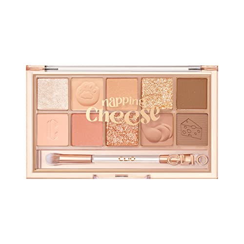 CLIO Pro Eye Shadow Palette, Matte, Shimmer, Glitter, Pearls, Highly Pigments, Long-Wearing (019 NAPPING CHEESE) - 019 NAPPING CHEESE