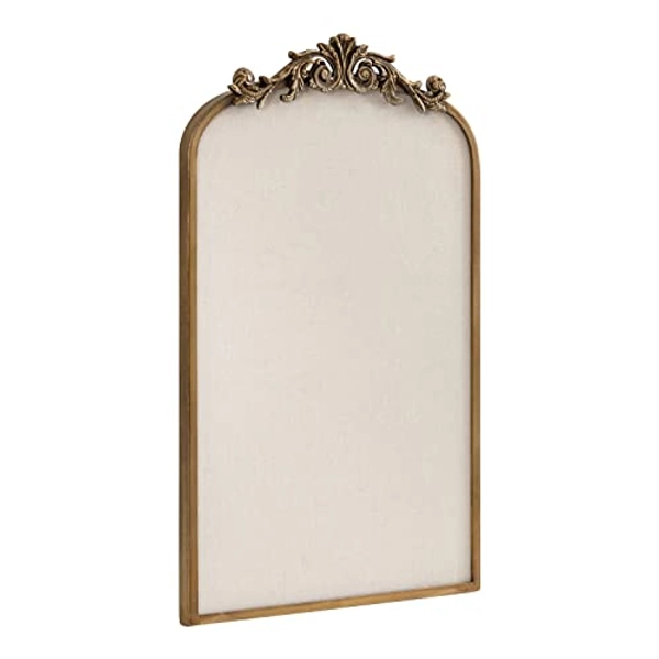 Kate and Laurel Arendahl Arch Pinboard, Gold, 19 x 31, Framed Arched Ornate Vintage Pinboard for Unique Display, Organization, and Decor Options