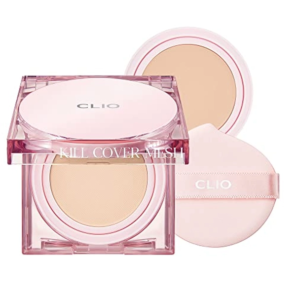 CLIO Kill Cover Mesh Glow Cushion Refill Included (15g*2, 3 LINEN) - Foundation Cushion, Korean Cushion, Glowy Skin Makeup I Valentines Gifts