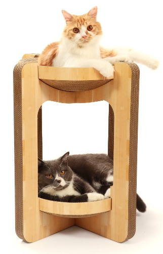 HAPPI NEKO Cat Tower Scratcher: Ultimate Cat Scratching Post, Purrfect Cat Bed, Durable Cardboard Cat Scratcher, Multilevel Cat Lounge with Reversible and Replaceable Scratching Pads 52x58cm