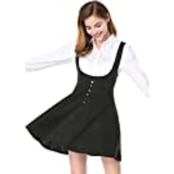 Allegra K Women's Saint Patrick's Day Button Decor Overalls Pinafore Dress Suspenders Skirt