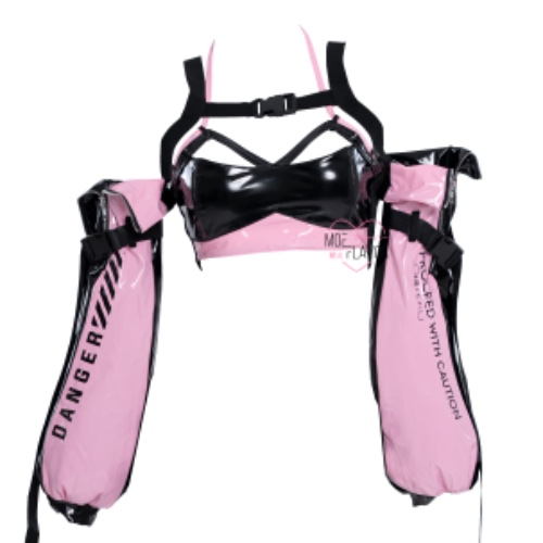 Danger Cyber Cat Outfit - Pink & Black / Top / XS/S