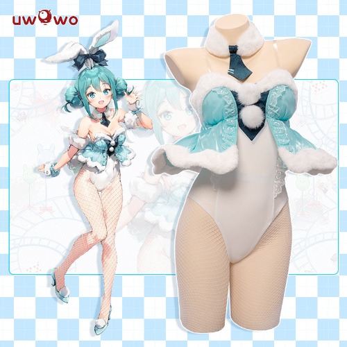 【In Stock】Uwowo Plus Size Cosplay Hatsune Miku Fanart. ver Cosplay Costume Cute Bunny Dress - S