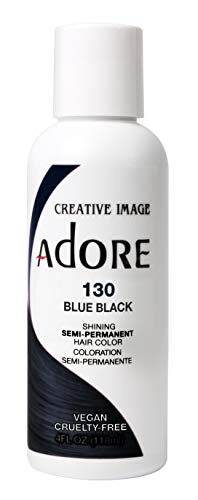 Adore Semi Permanent Hair Color - Vegan and Cruelty-Free Hair Dye - 4 Fl Oz - 130 Blue Black (Pack of 2) - 130 Blue Black - 4 Fl Oz (Pack of 2)