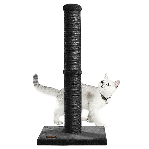 Karolpar 34inch Cat Scratching Post with Natural Sisal Rope 4.3Inch Large Diameter Scratcher Post Tree for Indoor Cats Black - Black