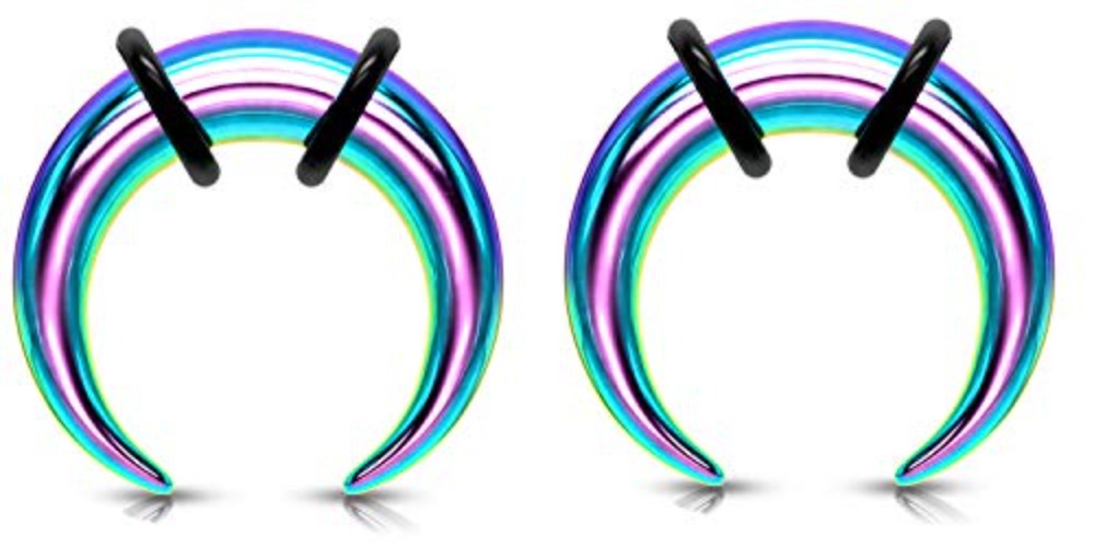 Zaya Body Jewelry Pair 0g 2g 4g 6g 8g 10g 12g Rainbow Steel Ear Plugs Tunnels Tapers Pinchers Horseshoes Gauges Septum - 2g 6mm