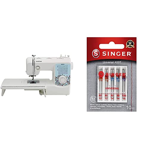 Brother Sewing and Quilting Machine, XR3774, 37 Built-in Stitches, Wide Table & Singer 4790 10-Pack Regular Point Machine Needles Assorted, 4 Size 80/11, 4 Size 90/14 and 2 Size 100/16 - Sewing Machine + machine needles assorted
