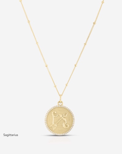 Zodiac Medallion Necklace | 14k Yellow Gold / Sagittarius