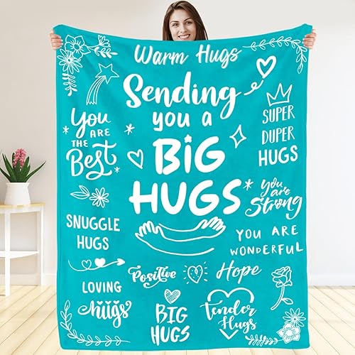 Warmstorey Sending Big Hugs Blanket, Christmas, Xmas, Birthday Gifts for Women - Friendship for Mom Women Female, Big Hug Blanket with Inspirational Words Gifts for Bestie Friend Sister Wife Female - Big Hugs