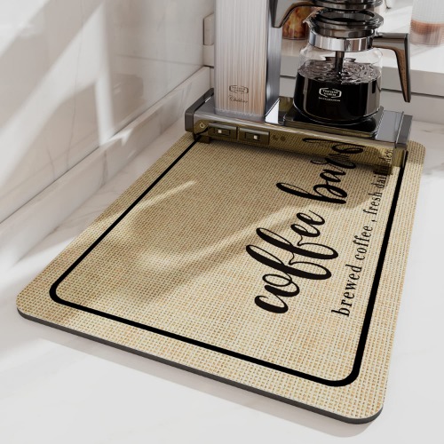 TCHDIO-Coffee Mat-Hide Stain Absorbent Rubber Backed Quick Drying Mat for Kitchen Counter-Coffee Bar Accessories Dish Drying Mat Fit Under Coffee Maker Coffee Machine Coffee Pot Espresso Machine - 12"X19" COFFEE BEIGE