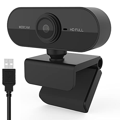 Webcam PC Camara Web, 1080p con microfono, USB, 360° Ajustable Integrado Plug and Play videollamada para Skype YouTubTwitch y Streaming
