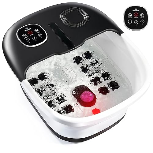 Medical king Foot Spa with Heat and Massage and Jets Includes A Remote Control A Pumice Stone Collapsible Massager with Bubbles and Vibration - Black