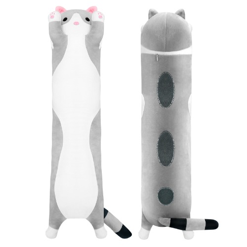 Katze Kuscheltier,90cm plüschtier Katze stofftier Katze Kissen Katze plüsch Katze Stuffed Animals Plush Toy Cuddly Toy Geburtstag,Weihnachten,Valentinstag Gift for Children Girlfriend - 90cm Gray