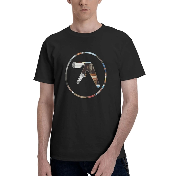 AlexADuke Aphex Twin Logo T-Shirt Round Neck Short-Sleeved Standard Man's Tee Clothing Black