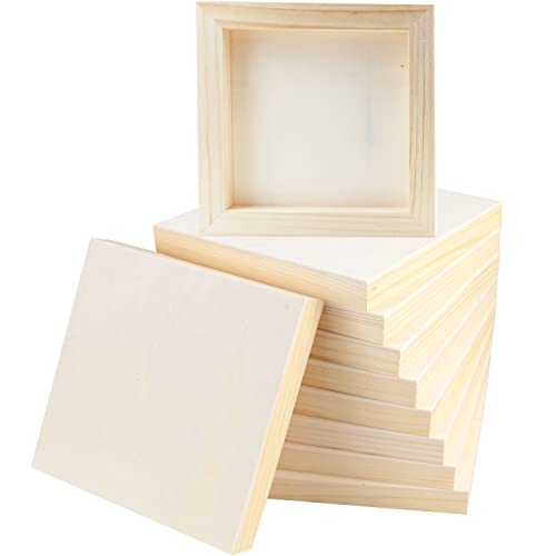 10 Pcs 6x6 Wood Panel Boards, Unfinished Wood Canvas Wooden for Crafts, Painting Canvas, DIY Art Projects, Pouring, Arts Use with Oils, Acrylics - 6"X 6"