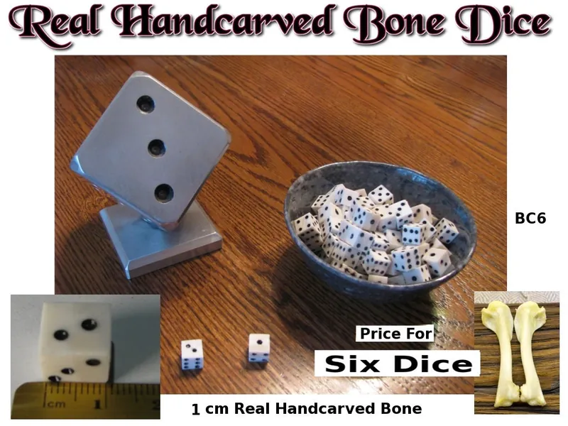 Playing Rolling Dice Bone Dice Real Bone Dice BC6