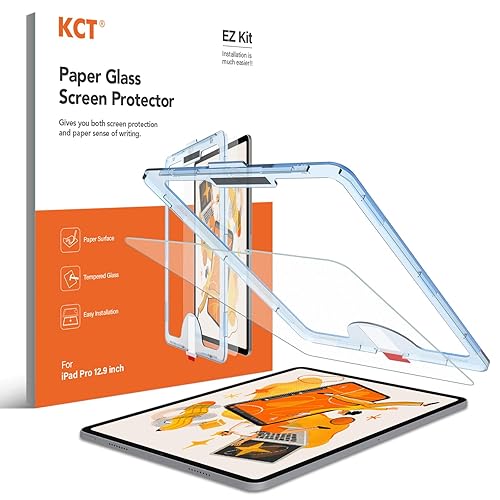 KCT Paperfeel Glass Screen Protector Compatible with iPad Pro 12.9 6th/5th/4th/3rd Generation (2022&2021&2020&2018), Matte Surface, Tempered Glass, EZ Kit