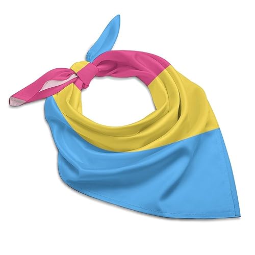 RQZWDQ Agender Pride Flag Bandana for Men Women Square Headscarf Handkerchief Silk Neck Scarf Headbands Headwrap - Pansexual Pride Flag