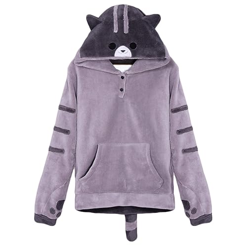 CORIRESHA Cute Coral Velvet Long Sleeve Shiba Inu Dog Embroidery Home Wear Hoodie for Women - Small - 1grey