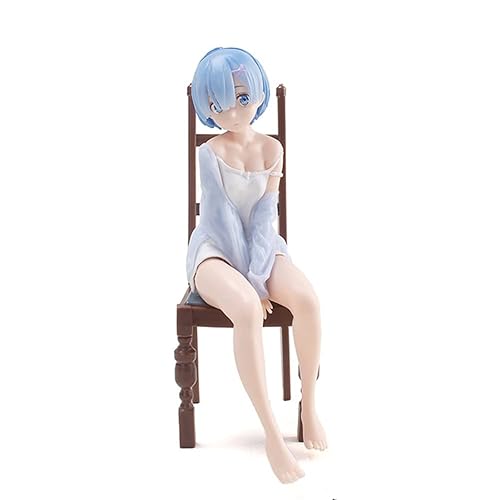 Jiumaocleu Anime Rem Figur Statue, 17 cm Pyjama Ver Remu Figur sitzend auf dem Stuhl Rem Figur Modell Skulptur Desktop Display Dekoration Geschenke für Fans