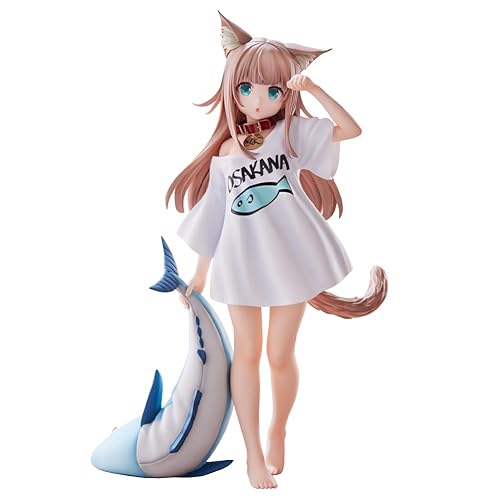 Zhongkaihua Niedliche Katze Mädchen Figur Kinako Cartoon Q Figuren 21 cm stehend PVC Statue Modell Sammlung Schreibtisch Ornament - Kinako - 21 cm