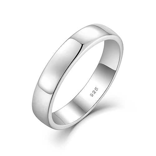 STARCHENIE Solid 925 Sterling Silver Ring for Men Women 2MM 3MM 4MM 5MM 7MM 8MM Wedding Band Comfort Fit High Polish - 4MM - 5