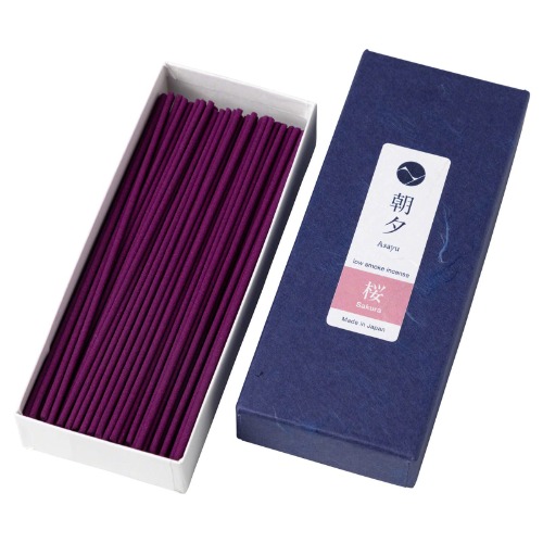 Asayu Japanese Low Smoke Incense Sticks Sakura Cherry Blossom Scent (40gr), Made in Japan Quality (Sakura Cherry Blossom Individual Pack