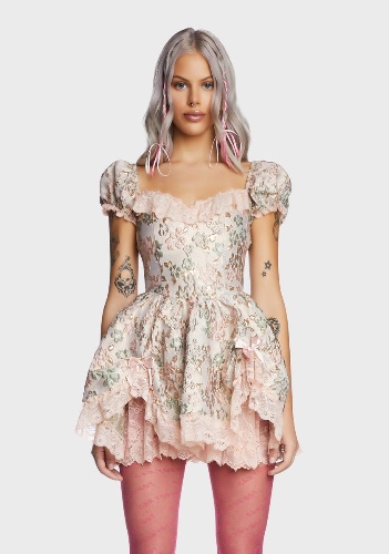 Tea And Circumstance Brocade Mini Dress | Medium