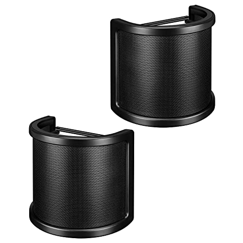 Pop Filter, Aokeo Mic Pop Screen with Metal Mesh, Compact Microphone Pop Shield Windscreen for Recording Studio, Youtube Videos, Streaming, Podcast (2 Pack) - 2 Pack