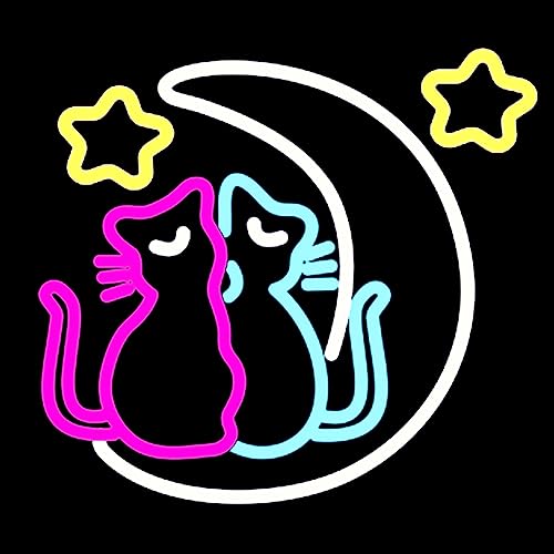Anime Neon Sign, Dimmable Cat and Moon Neon Sign for Kids Girls Room Bedroom Game Room, Magic Cat and Moon Neon Signs for Girls Her Gifts, Christmas, Birthday, Anniversary(Cute Cat) - Cat Moon