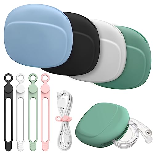 8 in 1 Silicone Headphone Organizer, Data Cable Storage Case, Mini Storage Bag-Cable Ties/Cable Straps Reusable Fastening Cable Ties Cord Organizer,Mini Key Box, Soft Silicone Accessories Kit-Colorful - Colorful-4