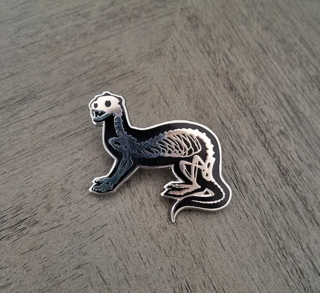 Skeleton Ferret Hard Enamel Pin